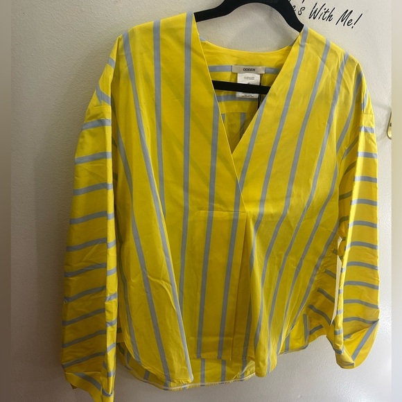 Odeeh yellow and blue striped blouse size 40 NWT - Picture 1 of 4